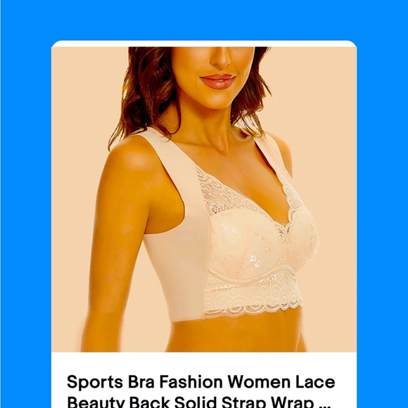 Sports Bra Fashion Women Lace Beauty Back Solid Strap Wrap Plus Size Bra - Picture 1 of 3